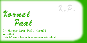 kornel paal business card